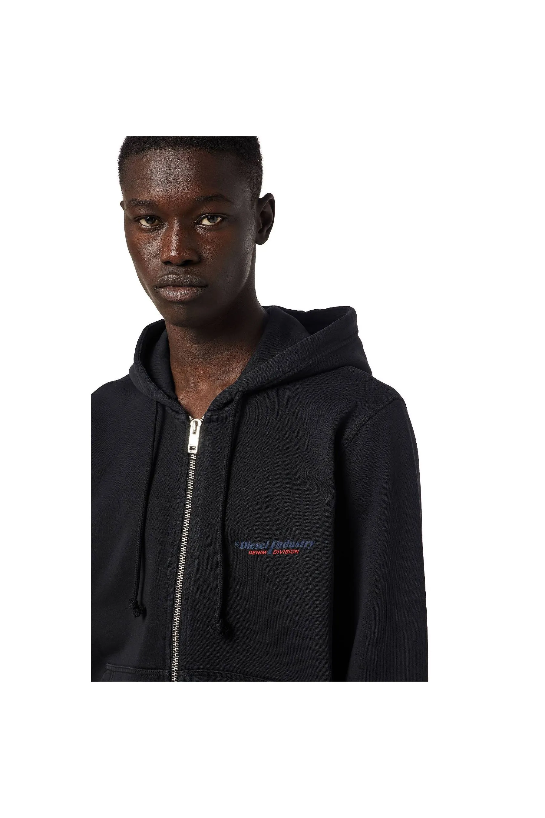 Diesel Dark Grey Unisex Hoodie with Zipper Ind Detail