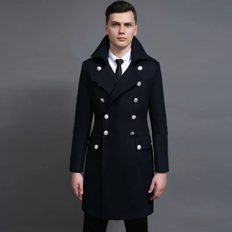 Double Breasted Vintage Wool Coat for Men