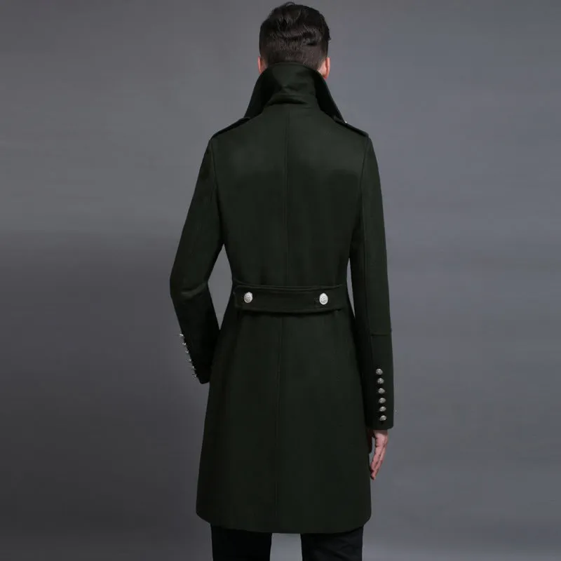 Double Breasted Vintage Wool Coat for Men