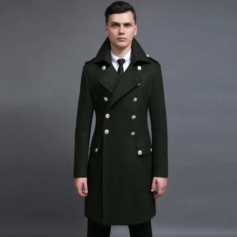 Double Breasted Vintage Wool Coat for Men