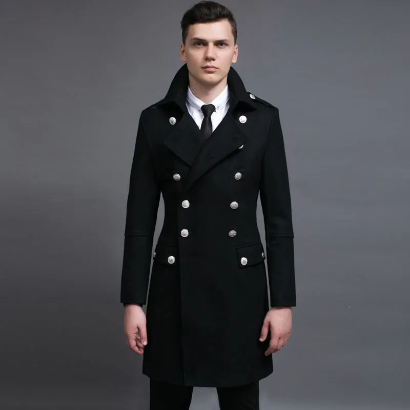 Double Breasted Vintage Wool Coat for Men