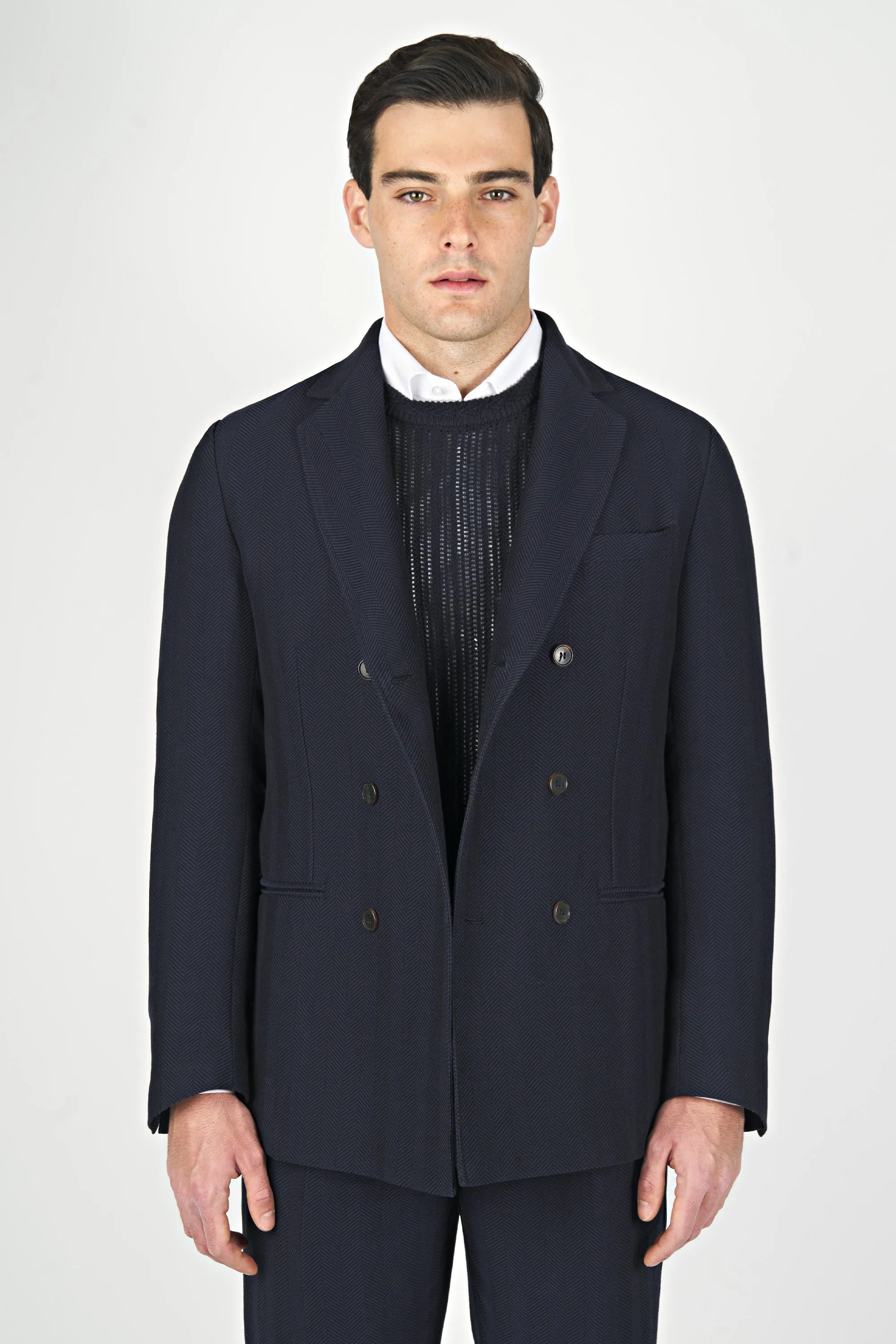 Doublebreasted Herringbone Coat