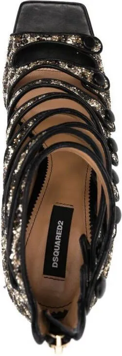 Brown DSQUARED2 Glitter-Embellished Leopard-Print Sandals