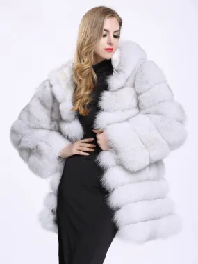 Luxurious Hooded Faux Fox Fur Coat, Eco-friendly Winter Fur Coat for Women