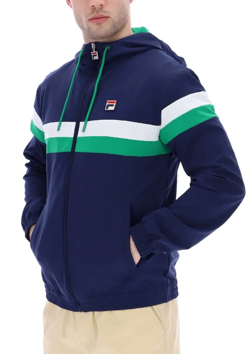 Navy White Fila Umpire Hooded Track Jacket