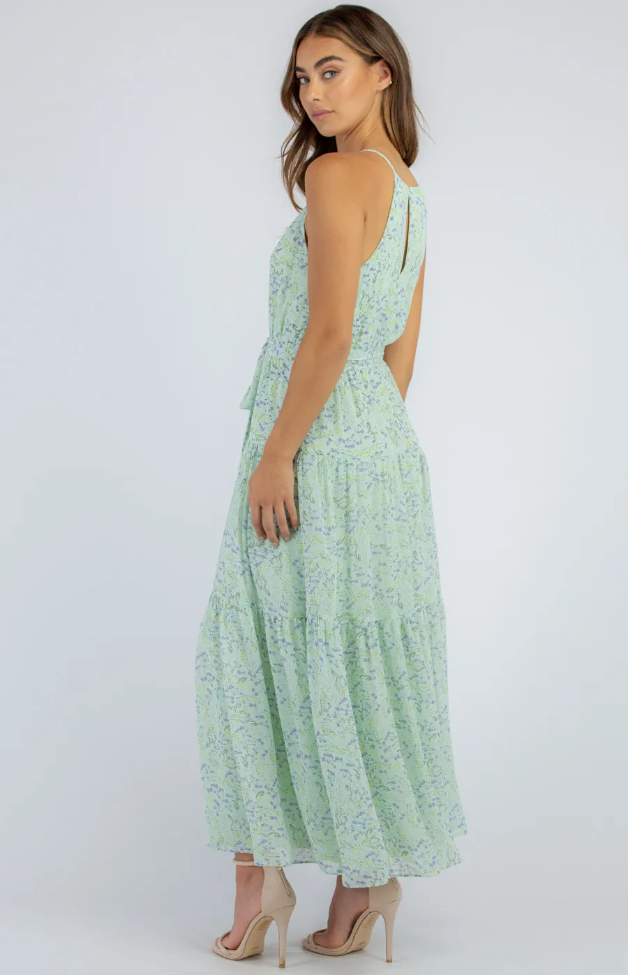 Floral Maxi Dress with Tie (ADR1022-2B)