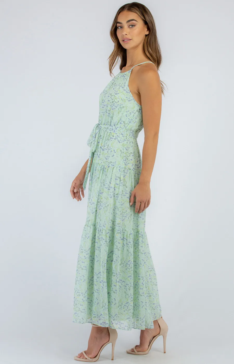 Floral Maxi Dress with Tie (ADR1022-2B)