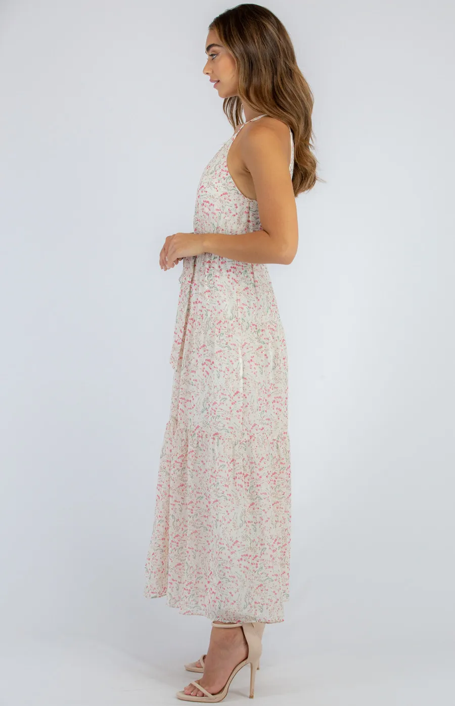 Floral Maxi Dress with Tie (ADR1022-2B)