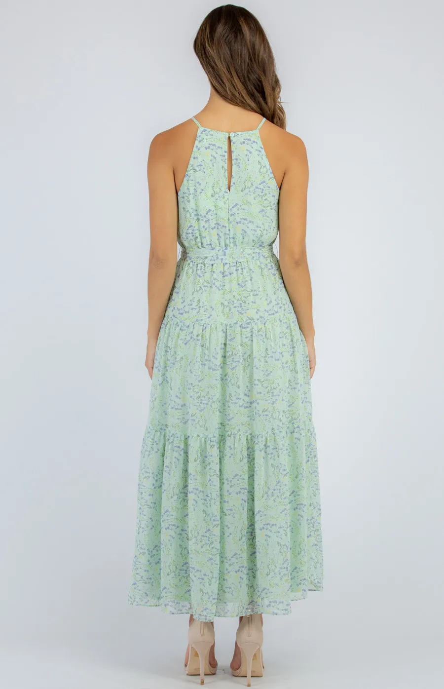 Floral Maxi Dress with Tie (ADR1022-2B)