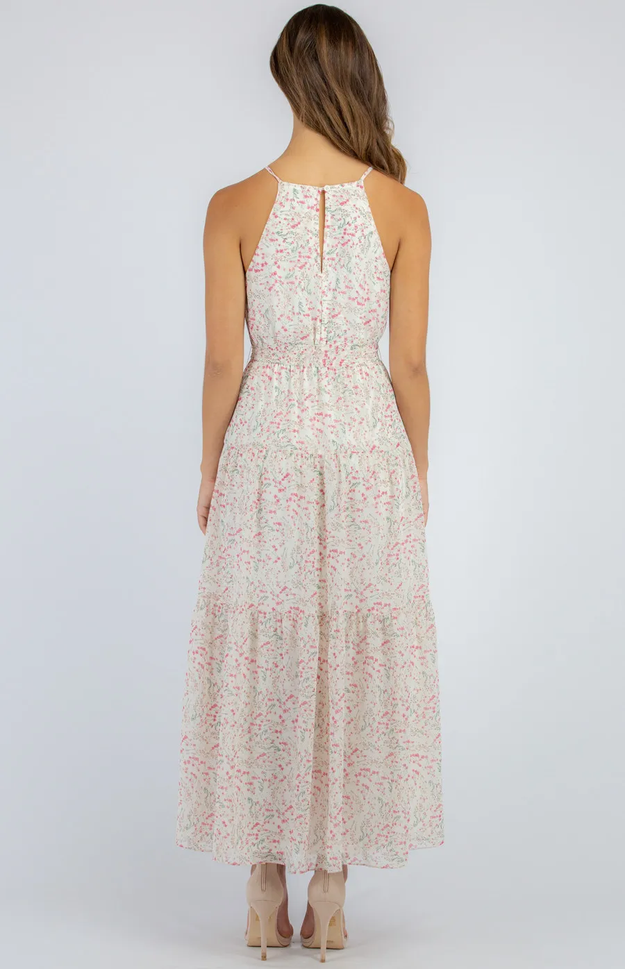 Floral Maxi Dress with Tie (ADR1022-2B)