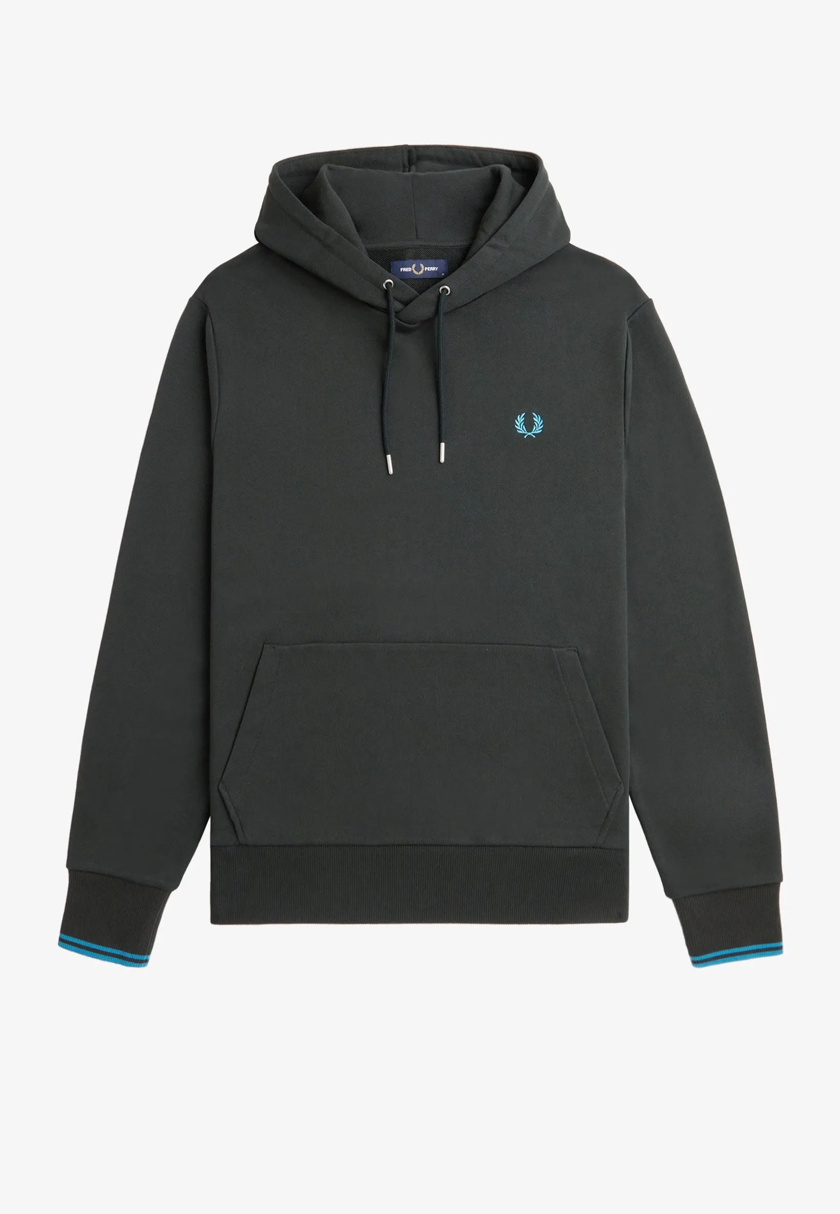 Fred Perry Tipped Hooded Hoodie Night Green Runaway Bay Ocean