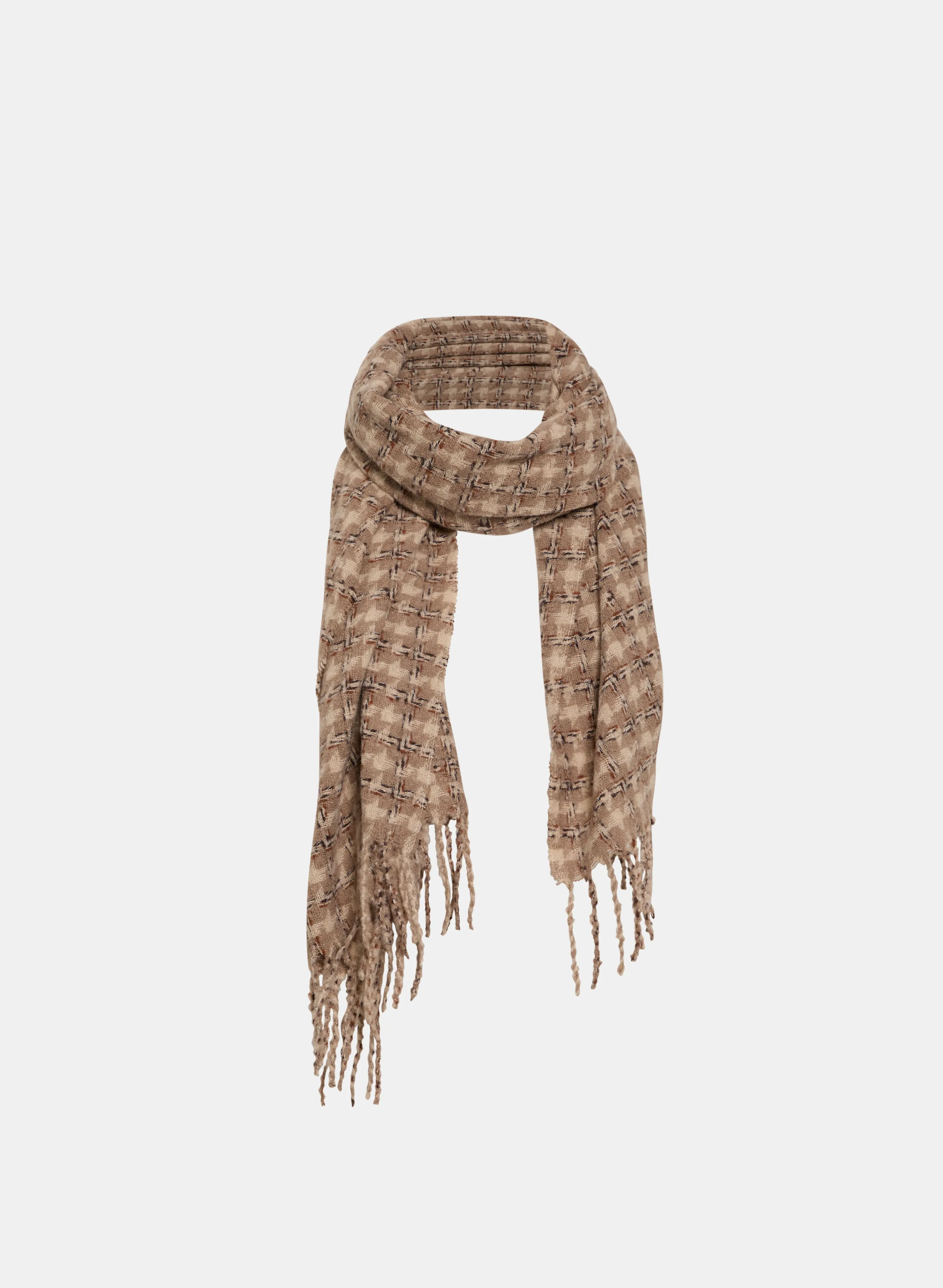 Fringe Accent Tweed Scarf