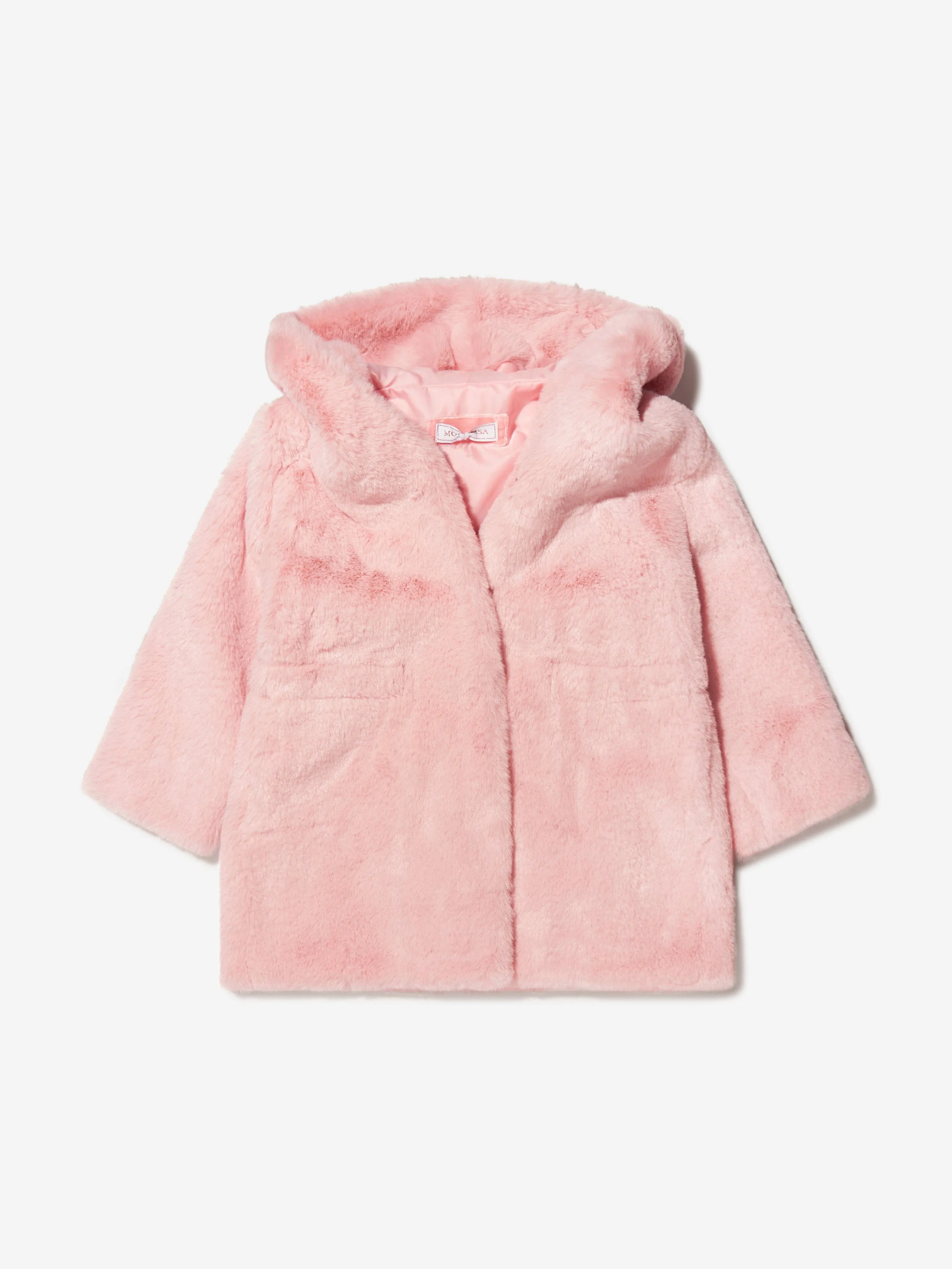 Girls Faux Fur Hooded Coat - Monnalisa