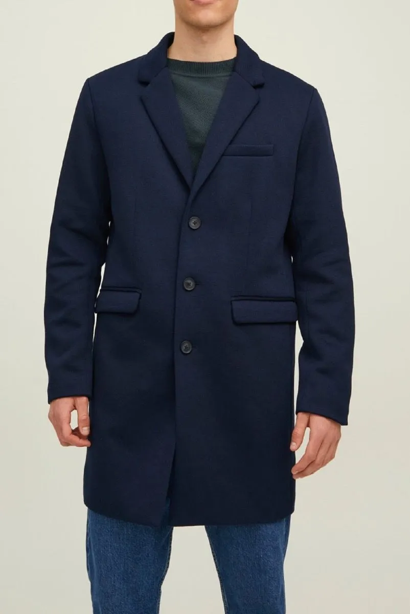 Long Marco Coat Jacket in Navy Blazer by Jack & Jones