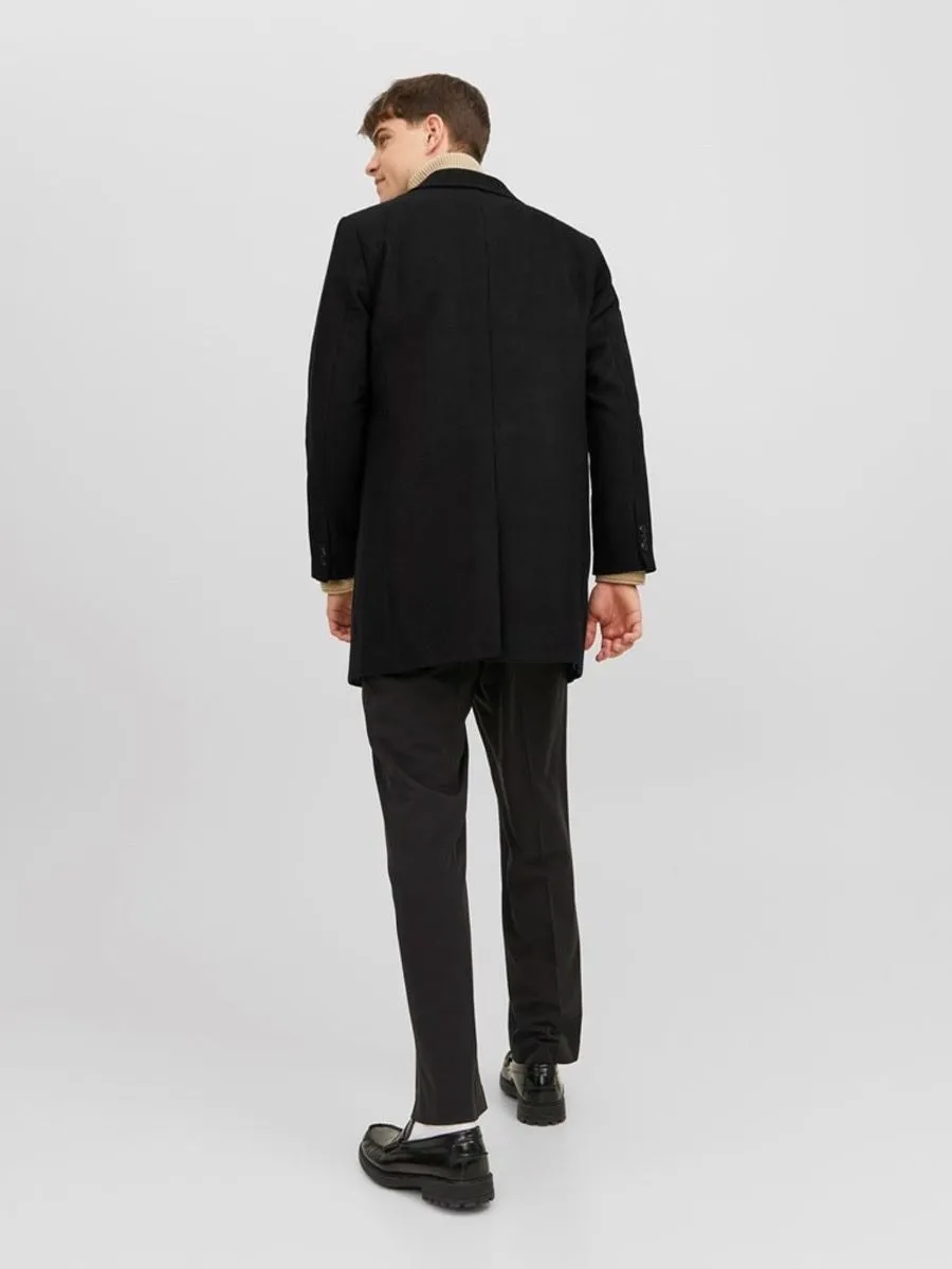 Long Morrison Wool Coat Jacket in Black by Jack & Jones