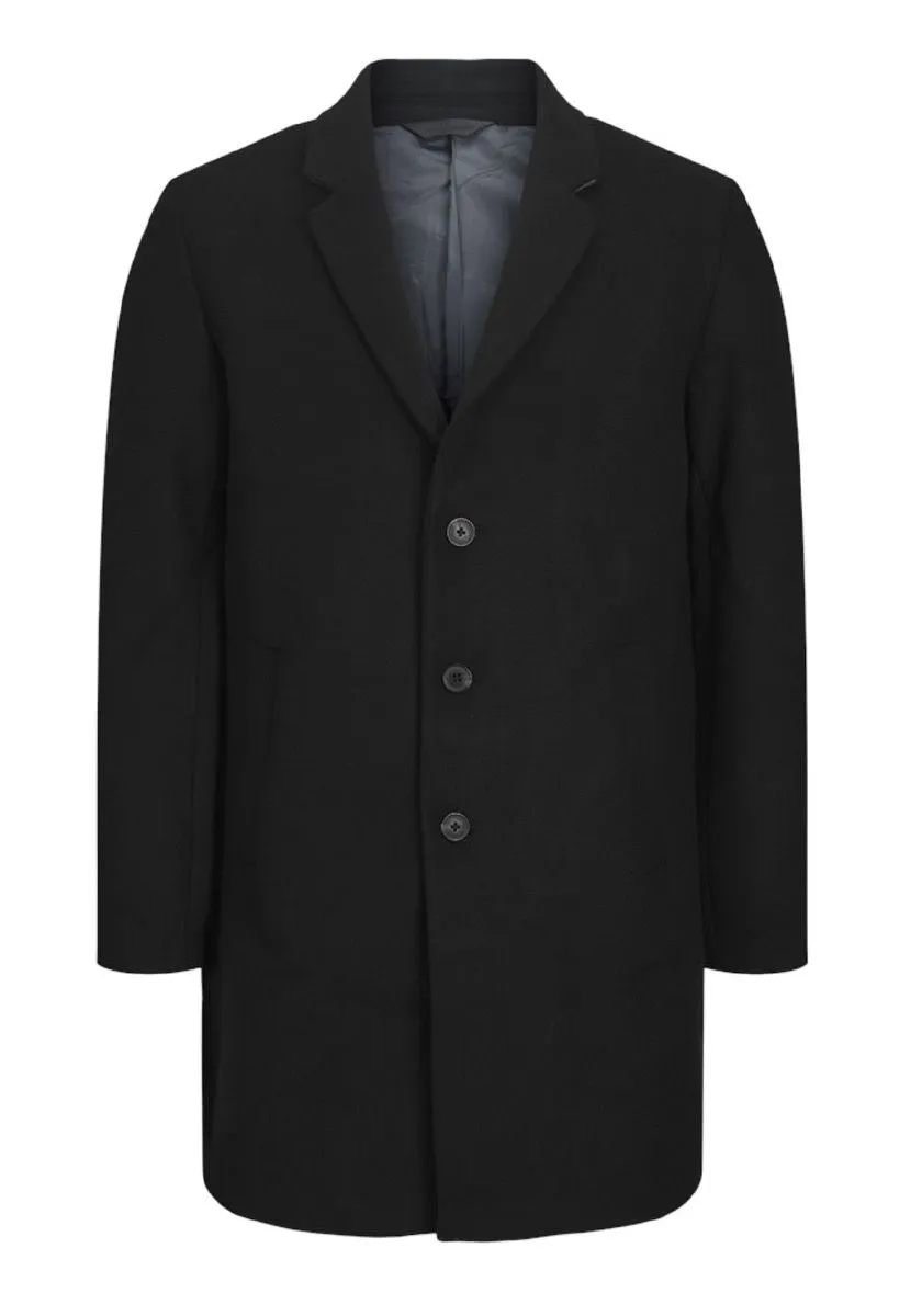 Long Morrison Wool Coat Jacket in Black by Jack & Jones