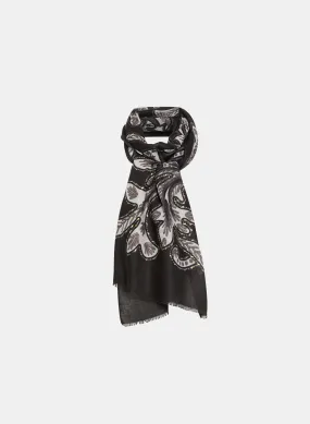 Jacquard Scarf with Leaf Print