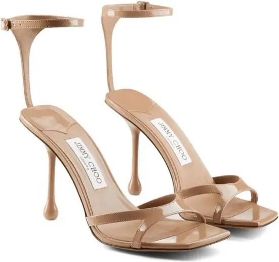 Jimmy Choo Ixia 95mm patent leather neutral sandals