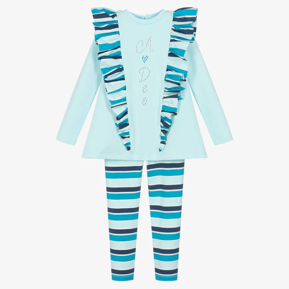 Kids Blue Striped Leggings Set