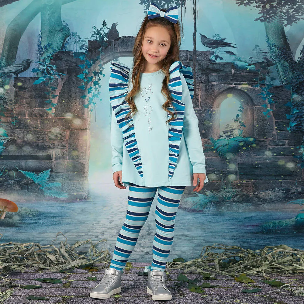 Kids Blue Striped Leggings Set