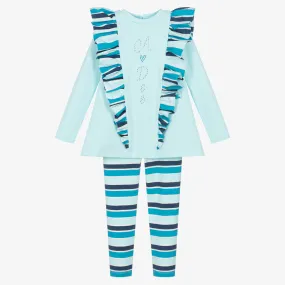 Kids Blue Striped Leggings Set