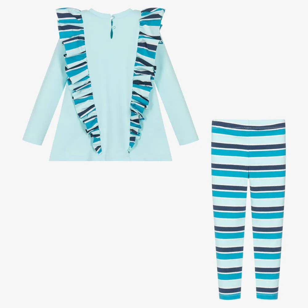 Kids Blue Striped Leggings Set