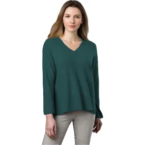 Women's Kinross Cashmere Hi Low V-Neck Sweater.