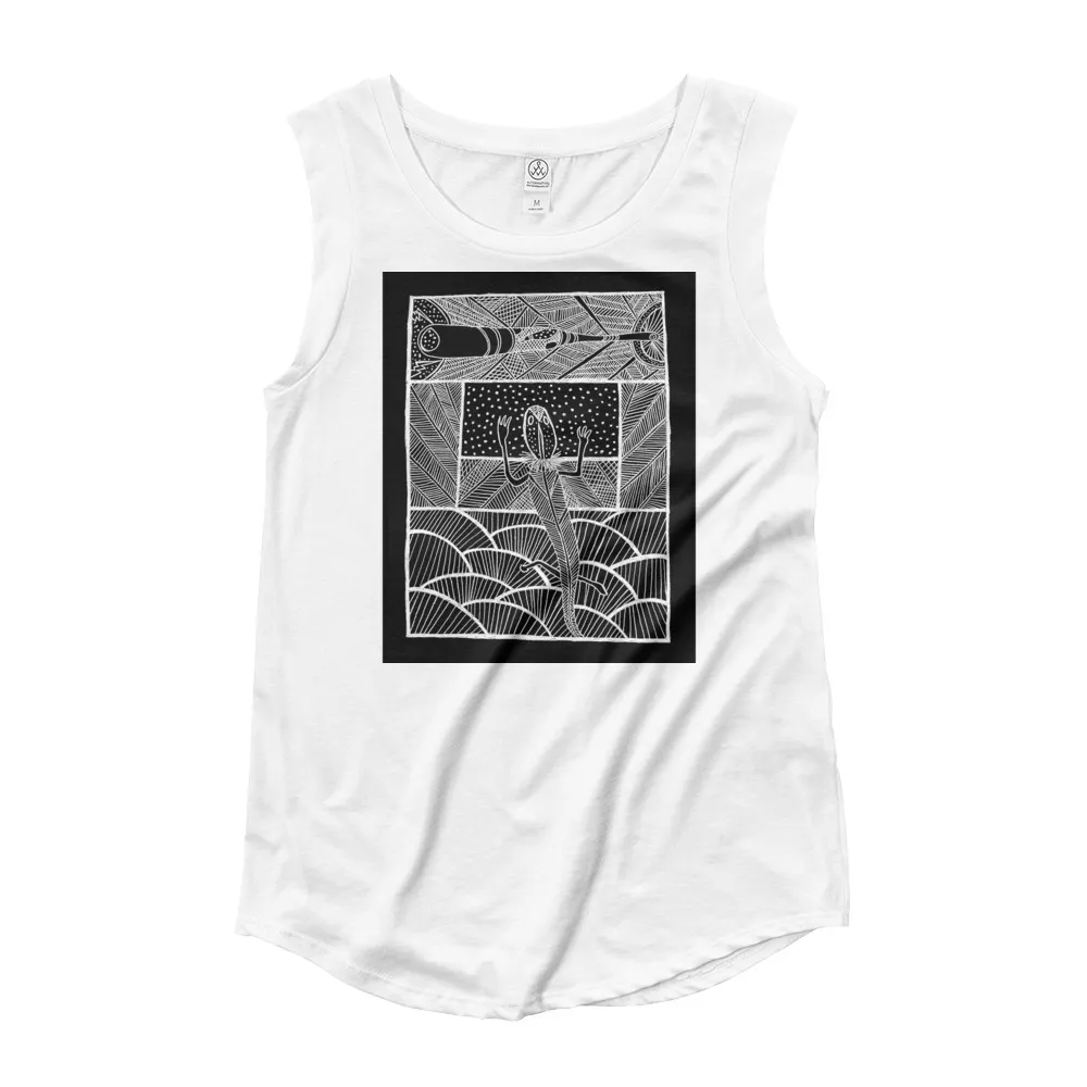 Ladies Cap Sleeve T-Shirt Barton Springs Salamander Story