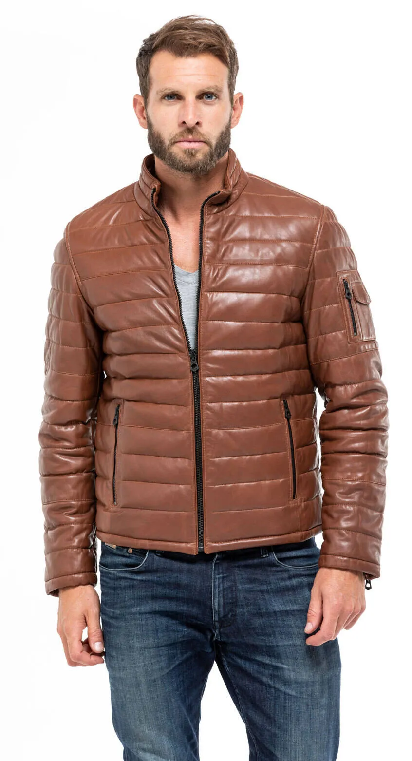 Leather Jacket Cognac Style 100973