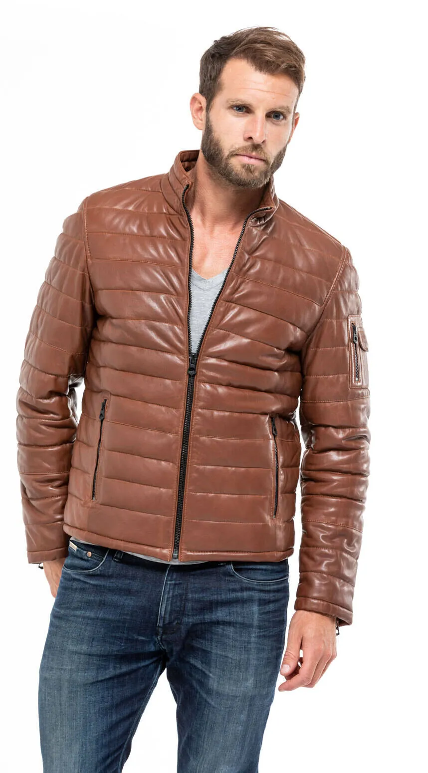 Leather Jacket Cognac Style 100973