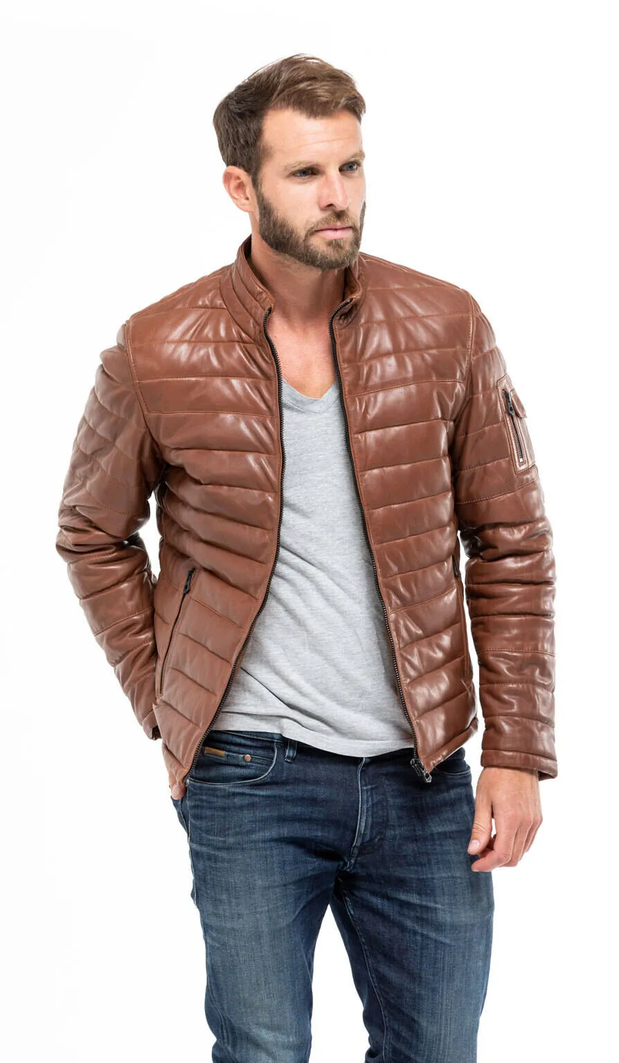 Leather Jacket Cognac Style 100973