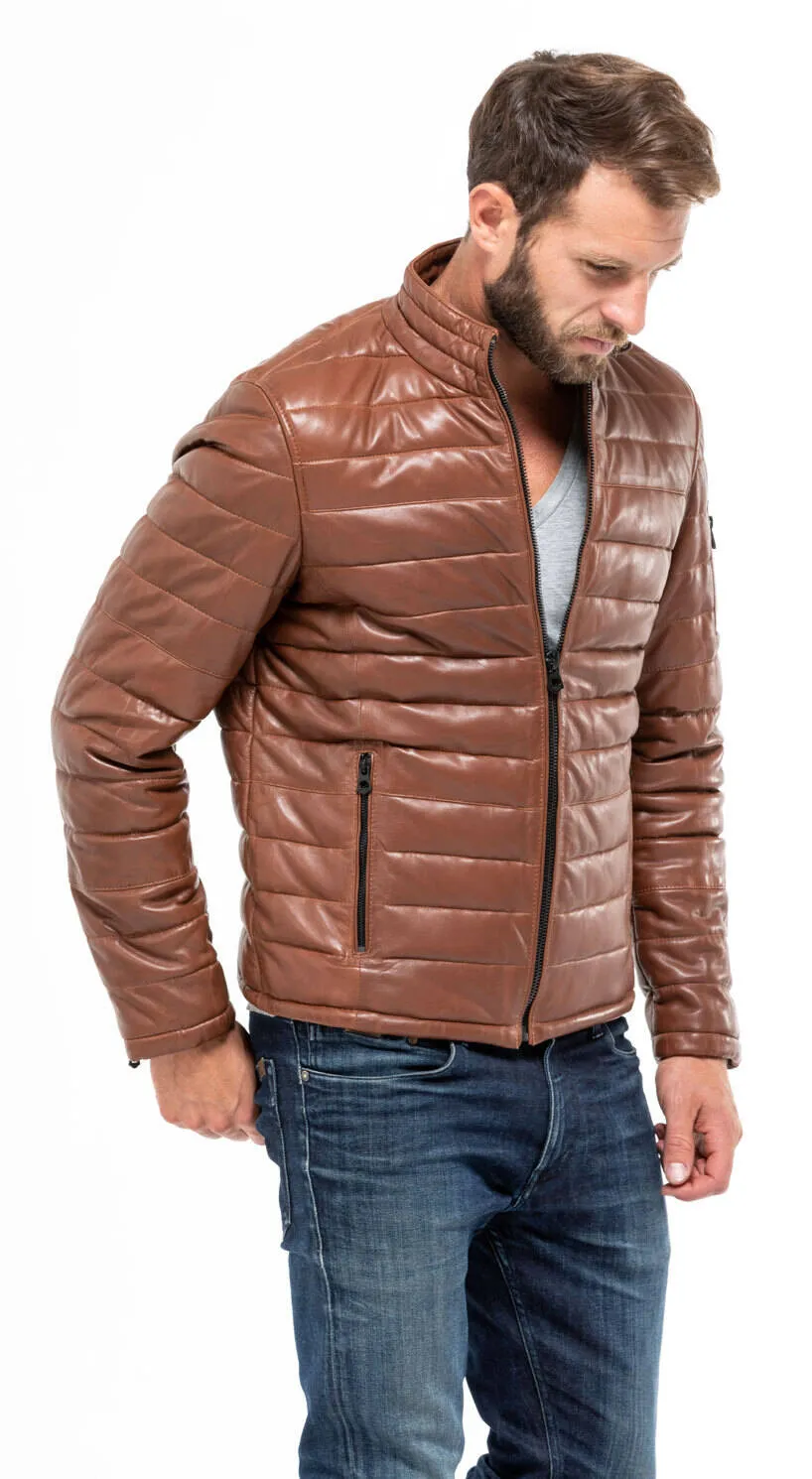 Leather Jacket Cognac Style 100973