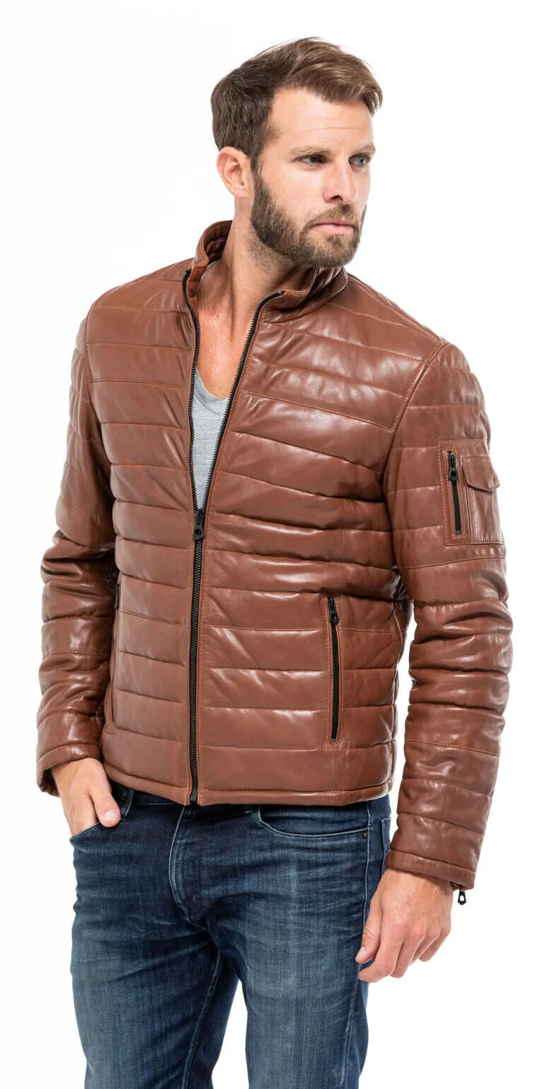 Leather Jacket Cognac Style 100973