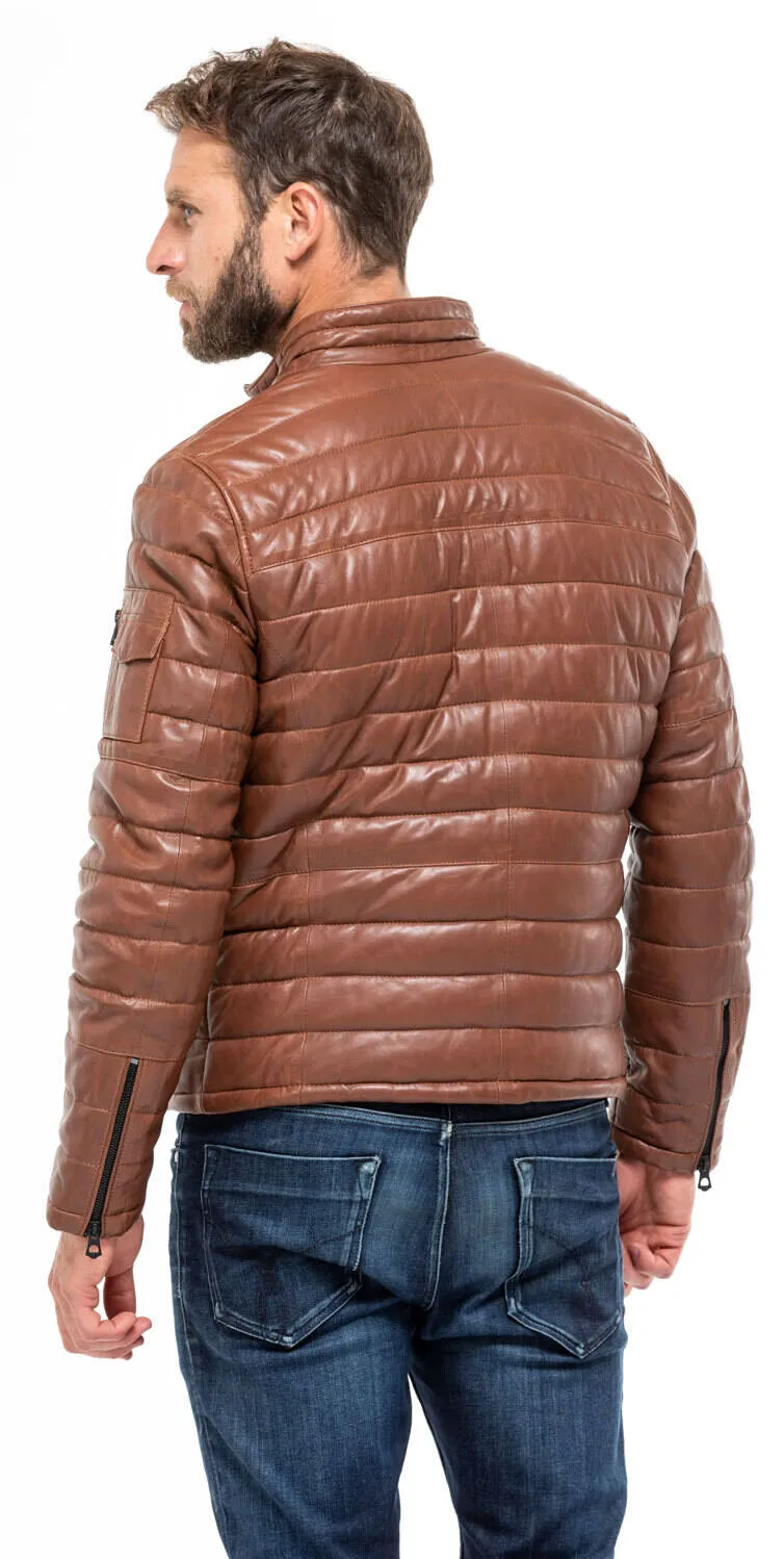 Leather Jacket Cognac Style 100973