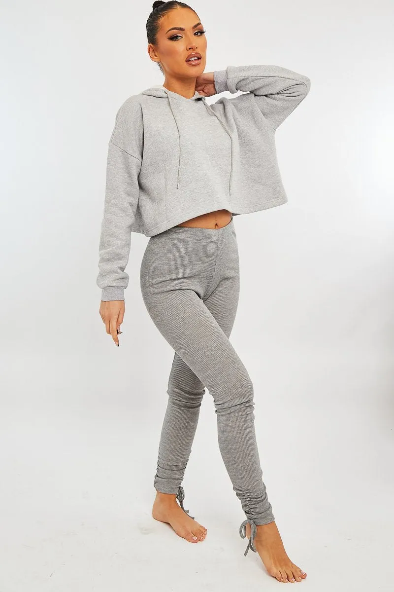 Grey Ruched Ankle Leggings - Hollyann