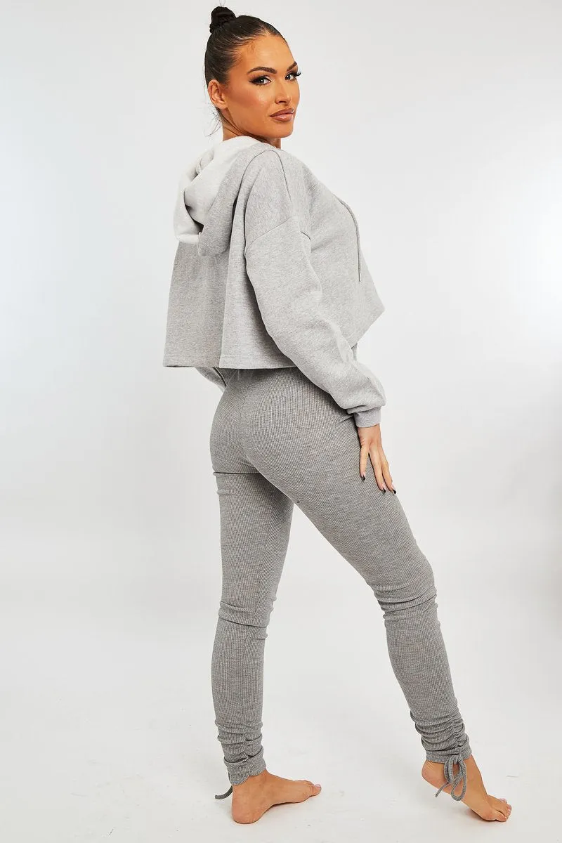 Grey Ruched Ankle Leggings - Hollyann