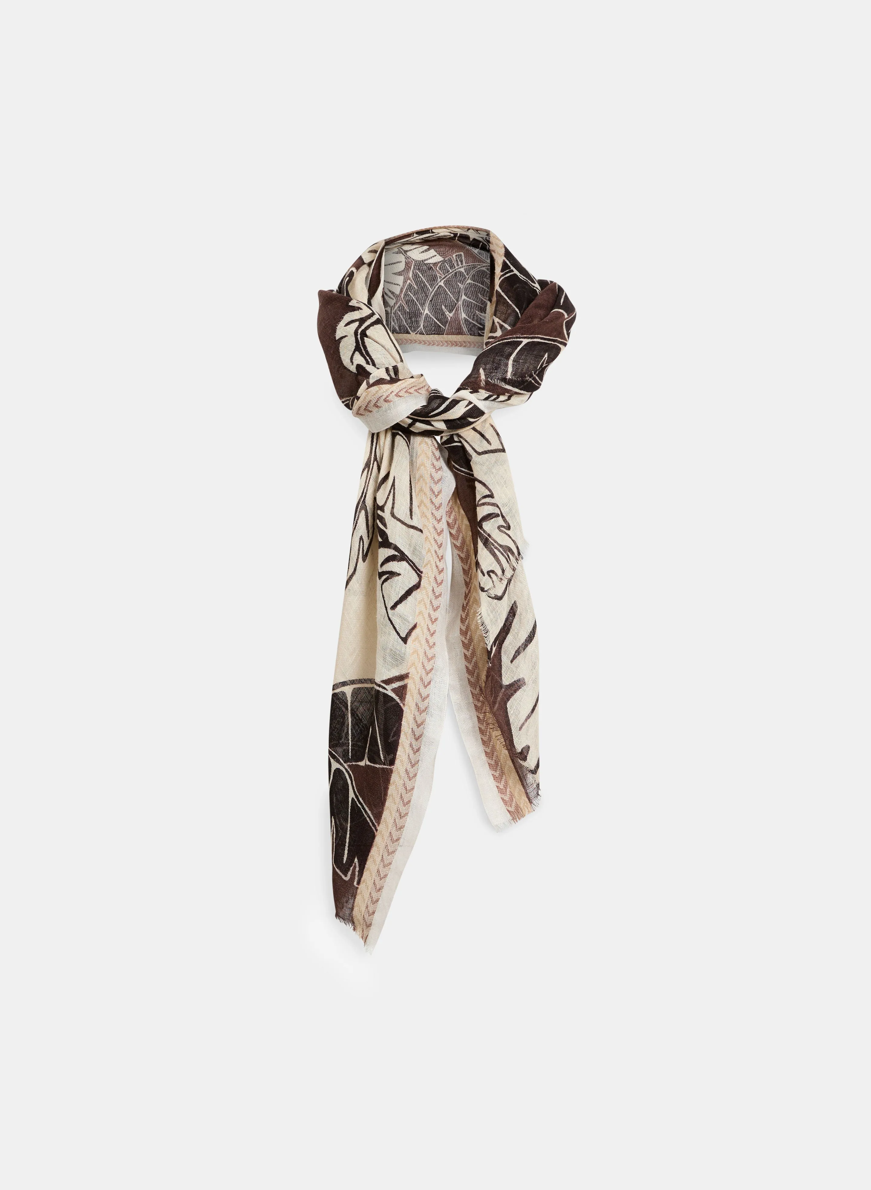 Linen Scarf with Palm Print