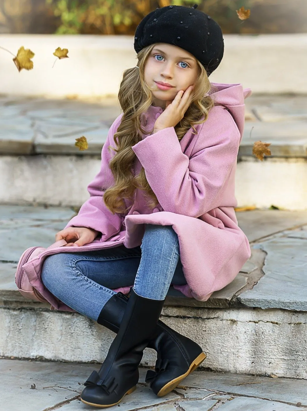 Liv and Mia Girls Black Bow Front Boots