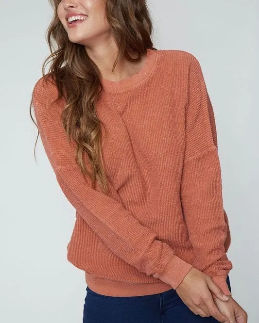 Corduroy Knit Crew Neck Sweatshirt in Various Colors - Long Sleeve