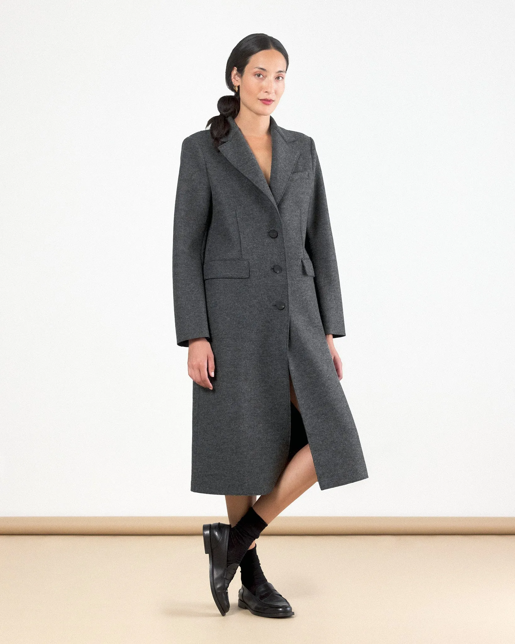 Long Virgin Wool Coat by HARRIS WHARF