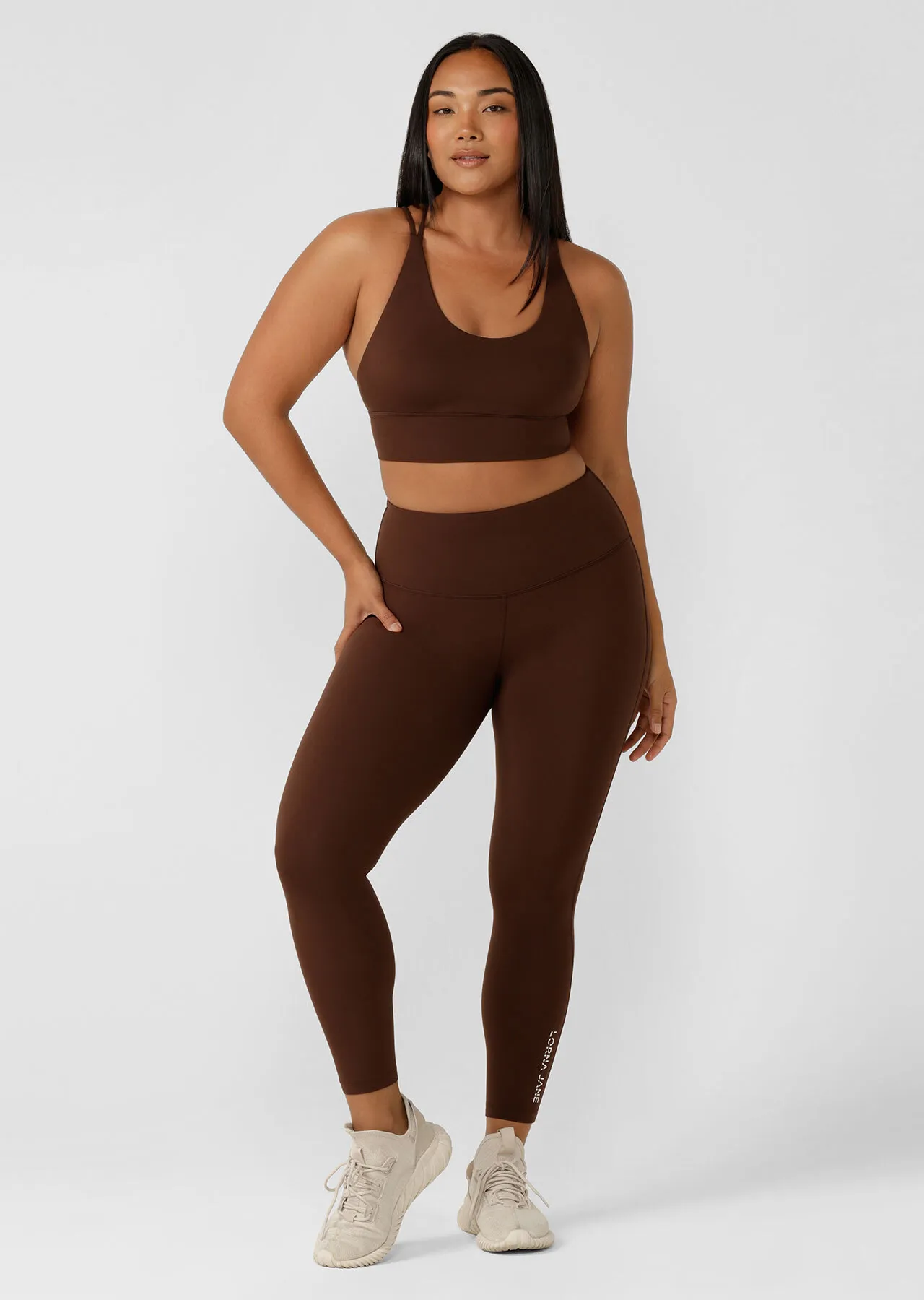 Brown No Chafe Ankle Biter Leggings by Lotus | Lorna Jane Australia