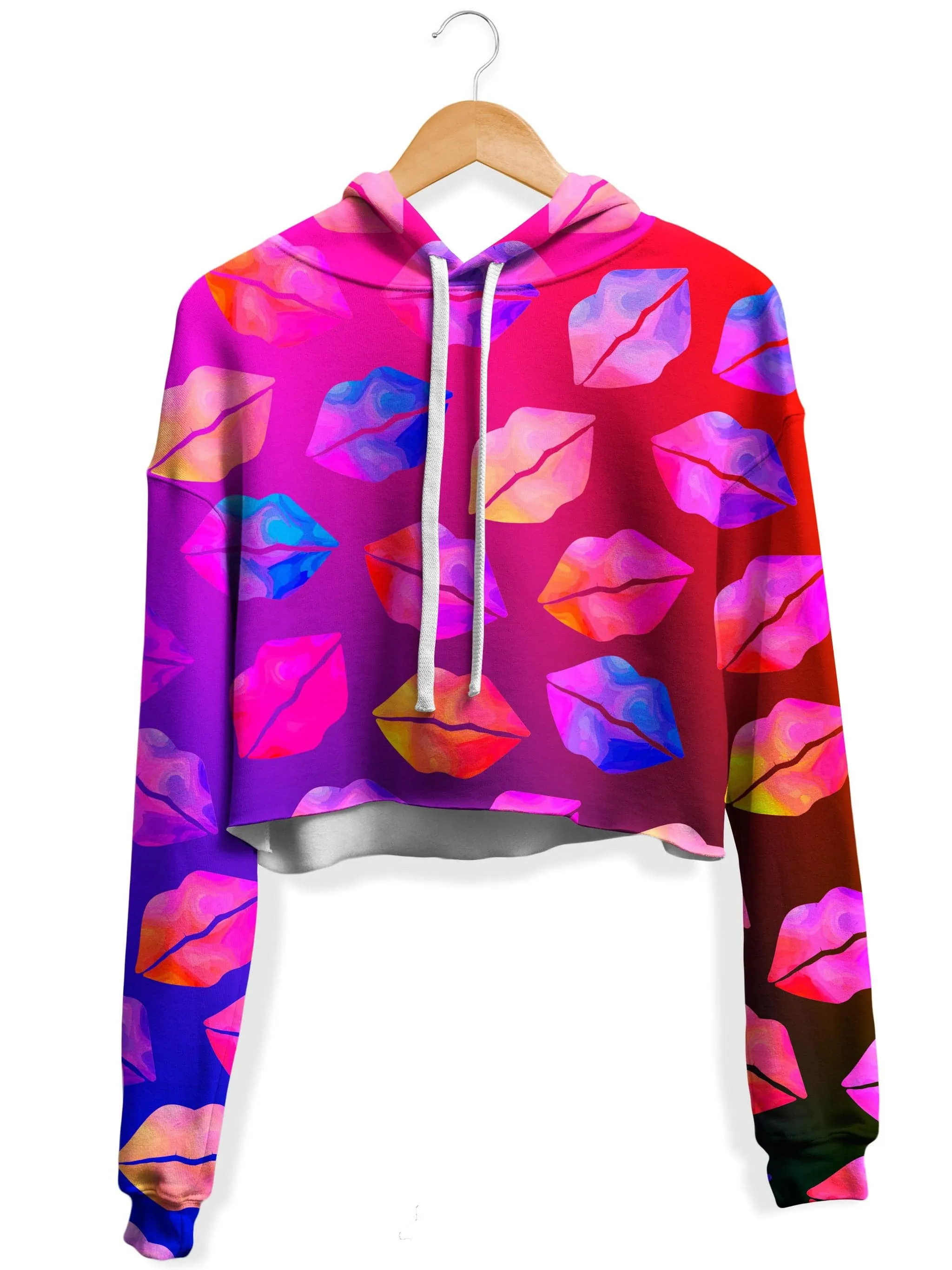 Fleece Crop Hoodie on Clearance - Love Lips