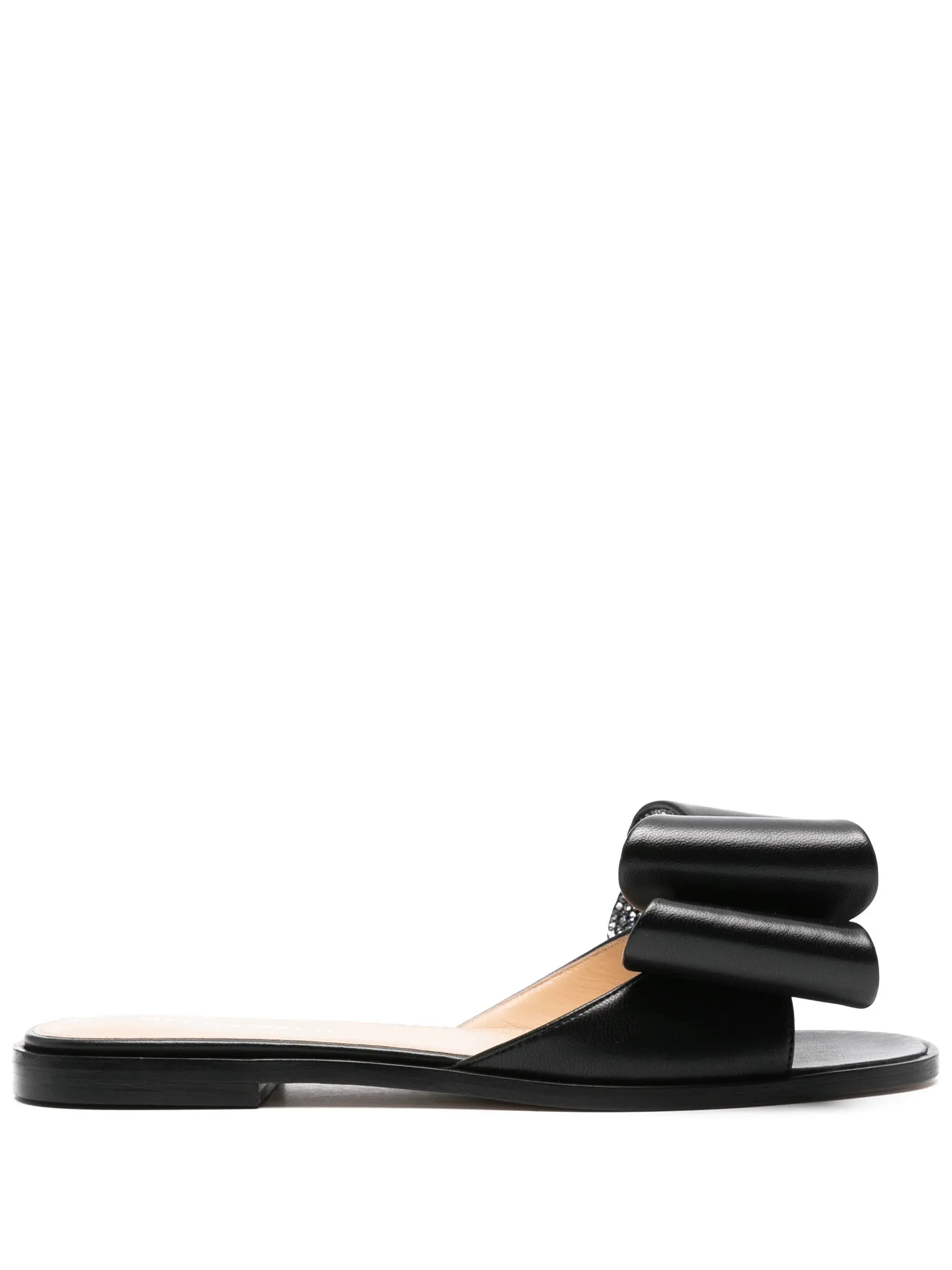 MACH & MACH Flat Sandals Bow Black Nappa