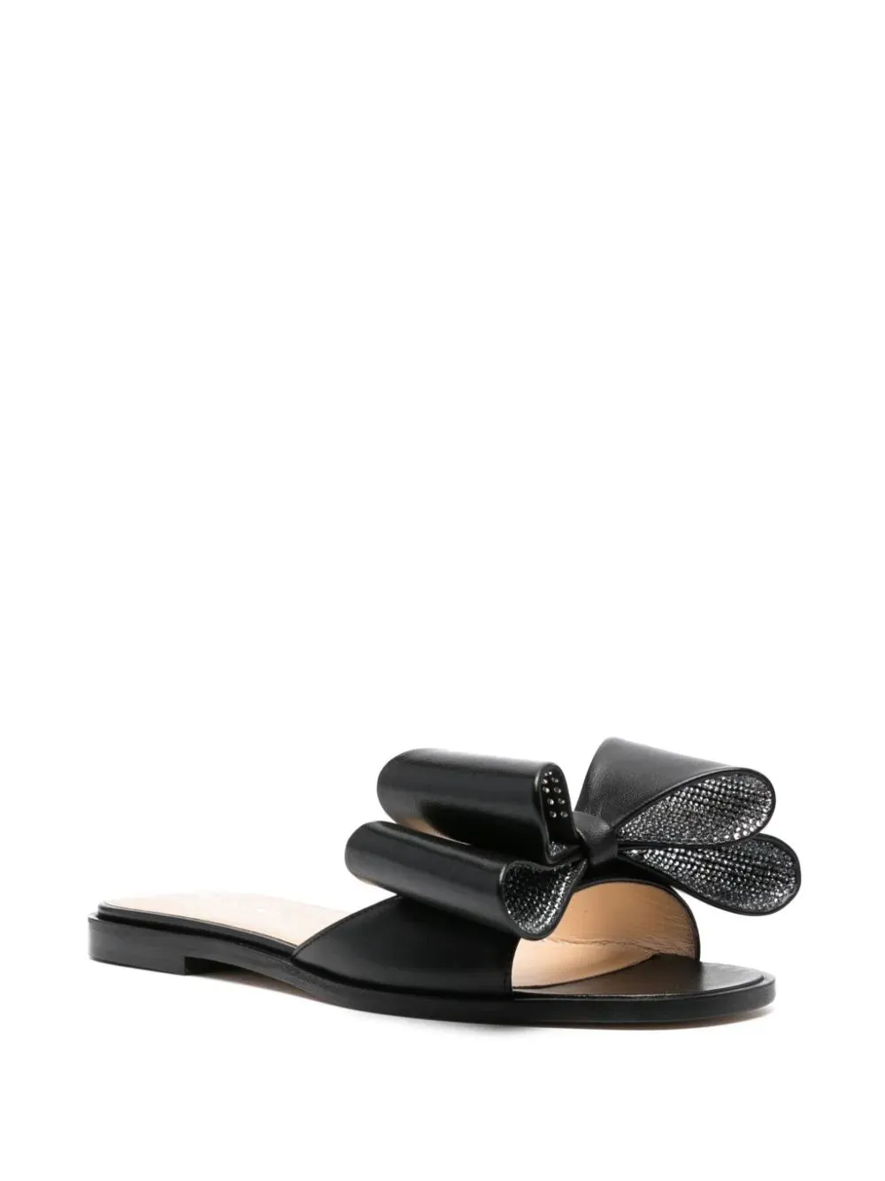 MACH & MACH Flat Sandals Bow Black Nappa