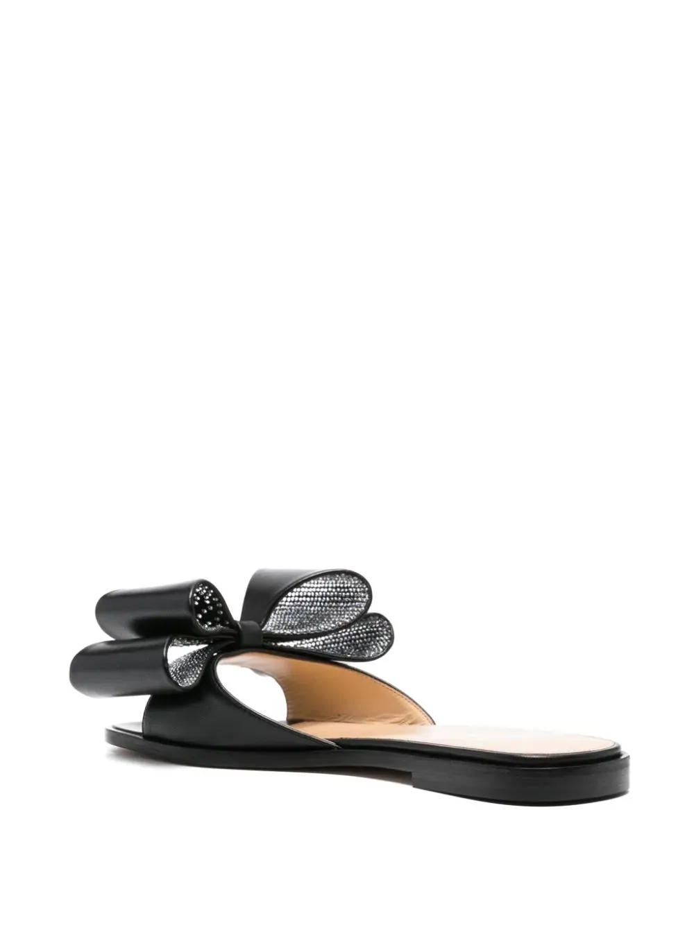 MACH & MACH Flat Sandals Bow Black Nappa