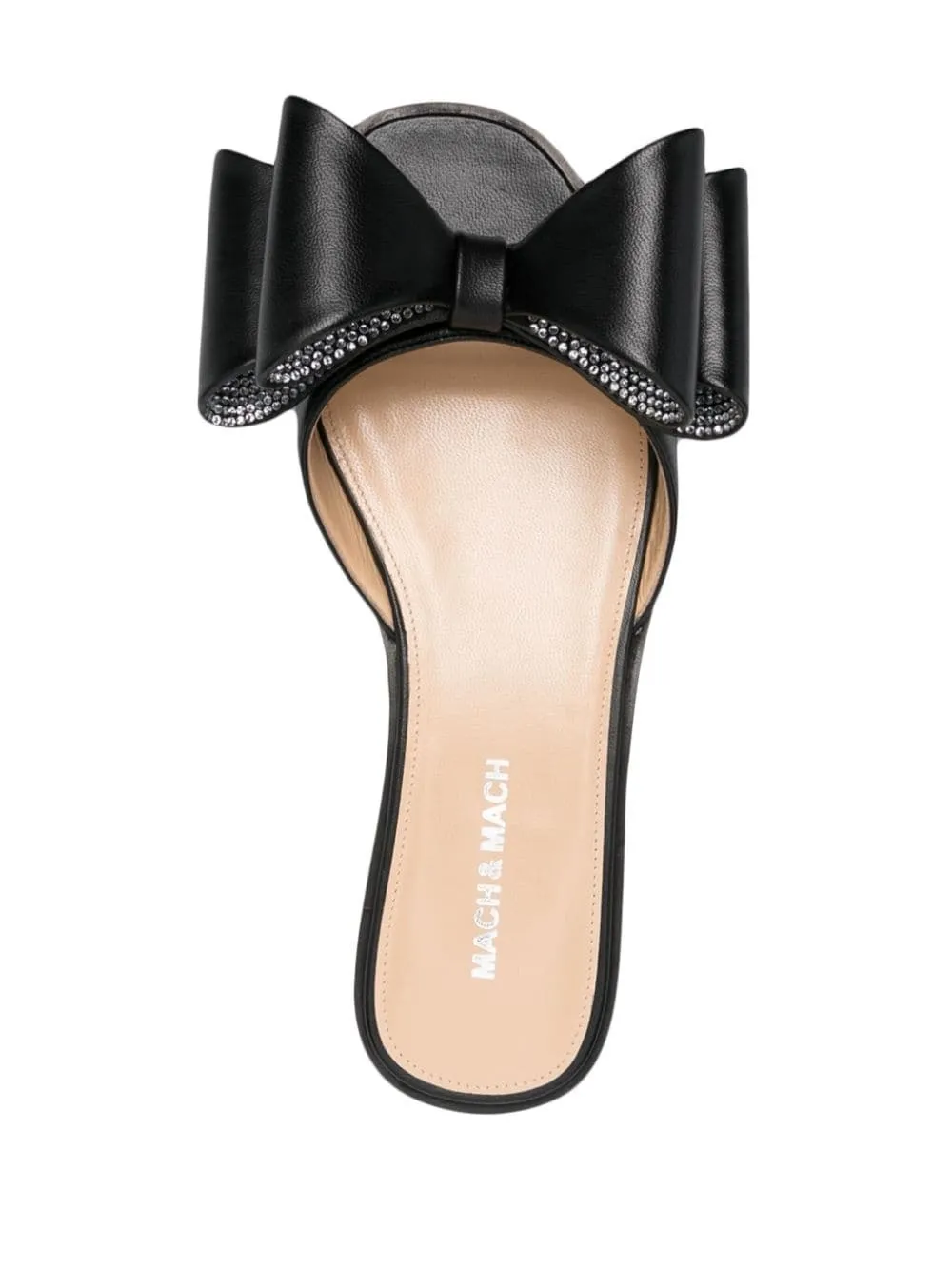 MACH & MACH Flat Sandals Bow Black Nappa