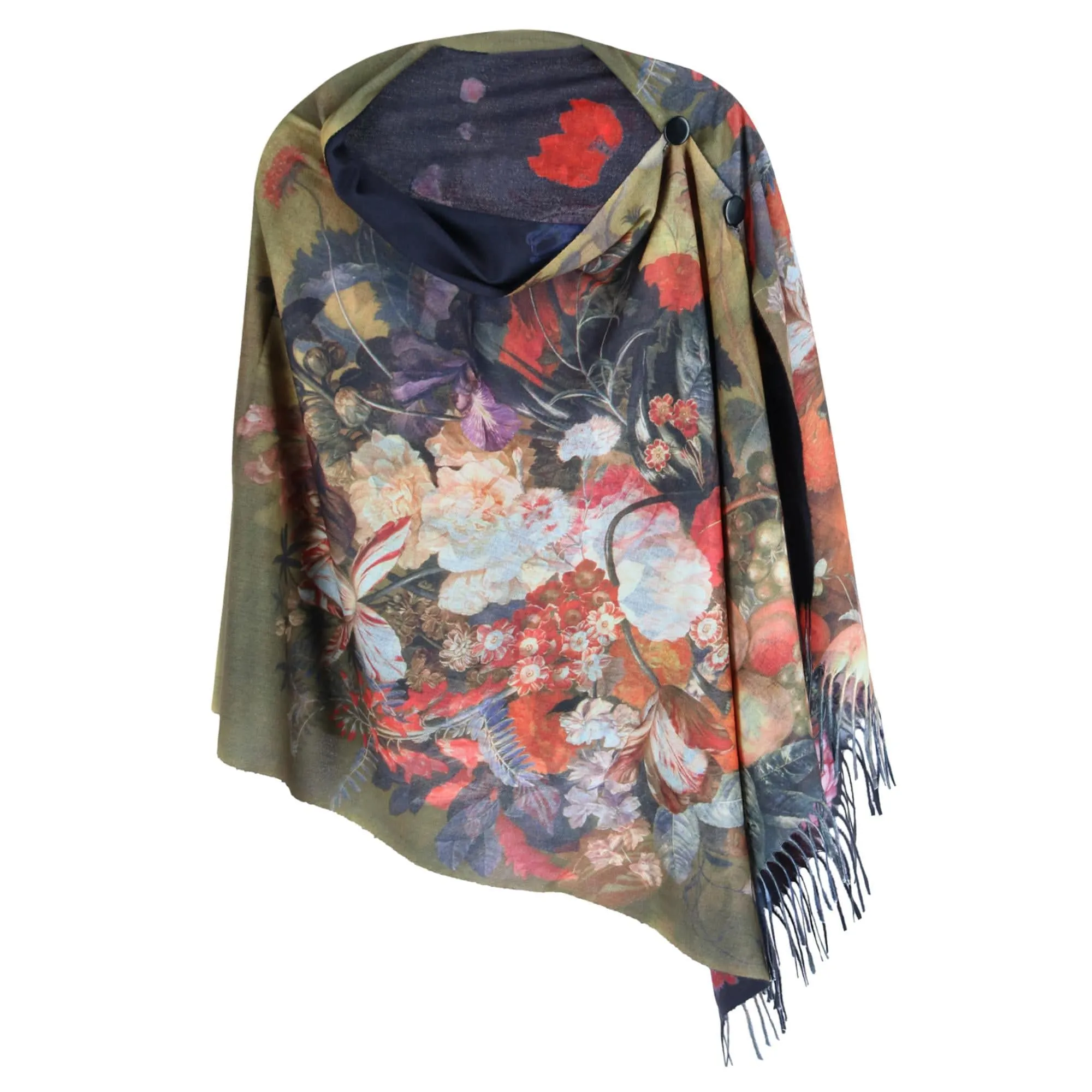 Magic Scarf Women's Reversible Floral Button Shawl