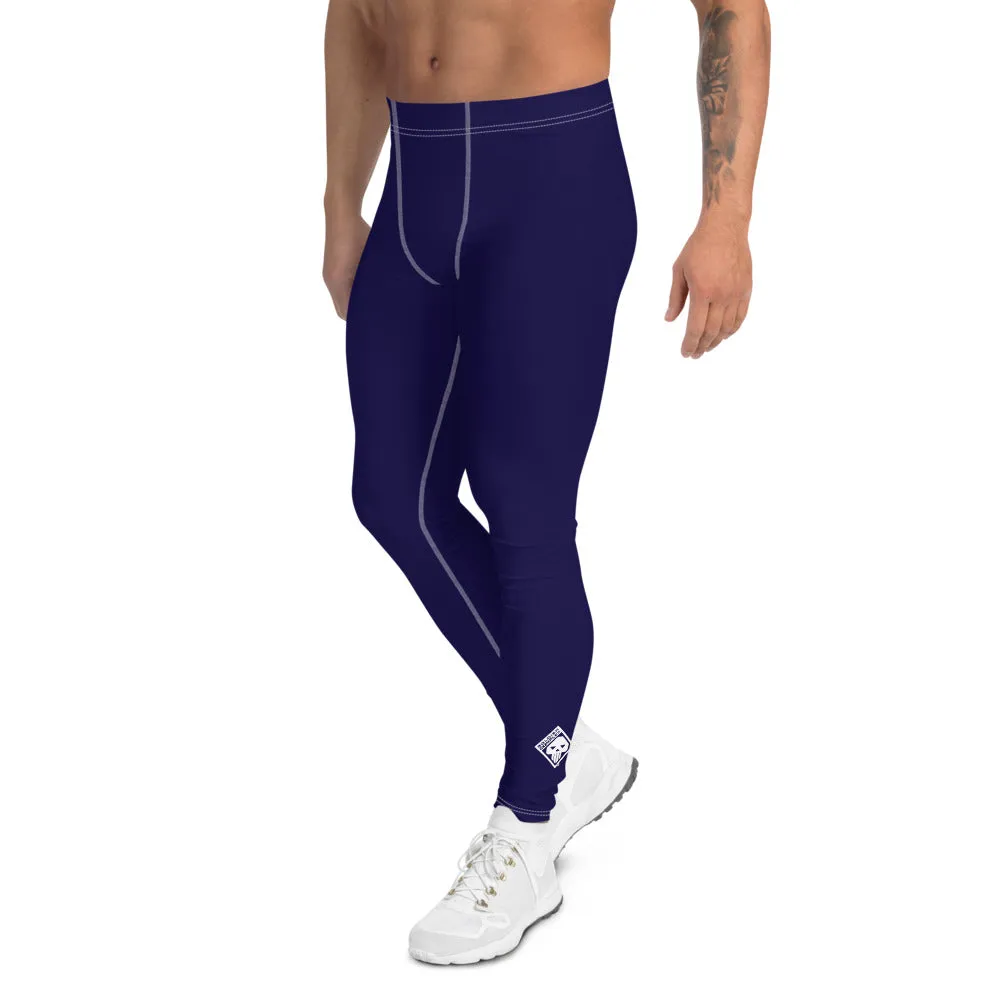 Midnight Blue Men's Athletic Leggings for Running, Gym, Jiu-Jitsu, and MMA