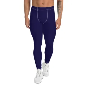 Midnight Blue Men's Athletic Leggings for Running, Gym, Jiu-Jitsu, and MMA