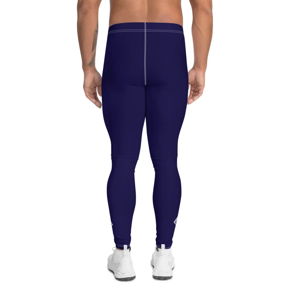 Midnight Blue Men's Athletic Leggings for Running, Gym, Jiu-Jitsu, and MMA